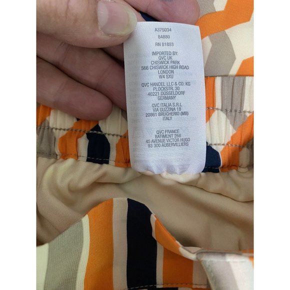 DuJour womens Wide Leg Pants Geometric print Orange Tan Blue Size XS - Picture 7 of 13